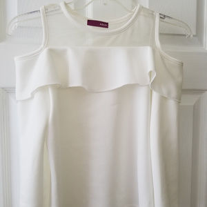 Girl's White Ruffle Yoke Illusion Top by Aqua L